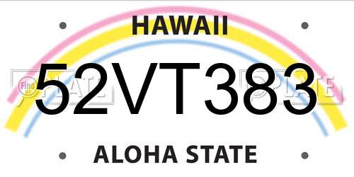 52VT383 Hawaii License Plate