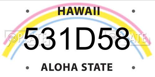 531D58 Hawaii License Plate