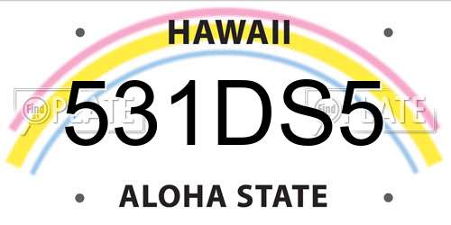 531DS5 Hawaii License Plate