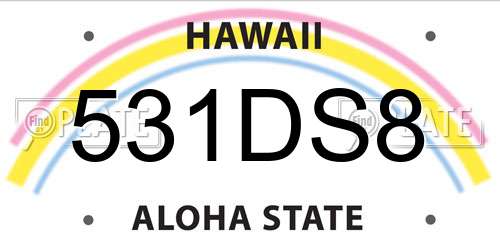 531DS8 Hawaii License Plate