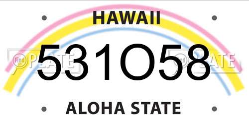 531O58 Hawaii License Plate