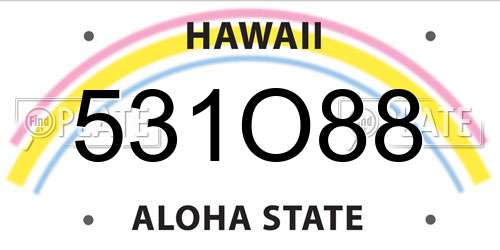 531O88 Hawaii License Plate
