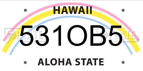 531OB5 Hawaii License Plate