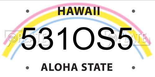 531OS5 Hawaii License Plate