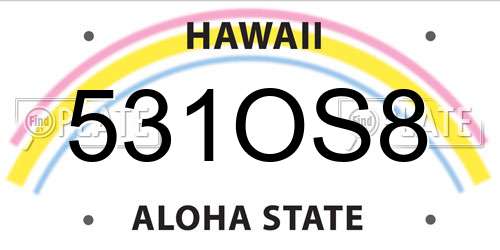 531OS8 Hawaii License Plate