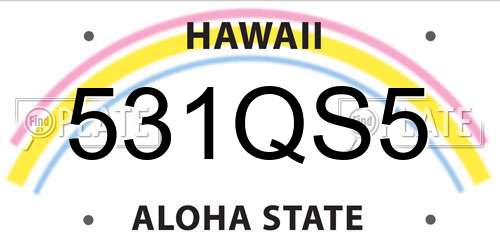 531QS5 Hawaii License Plate