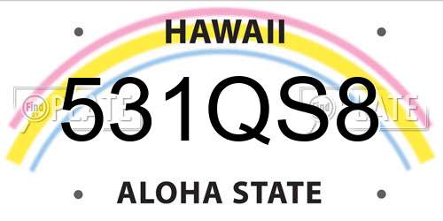 531QS8 Hawaii License Plate