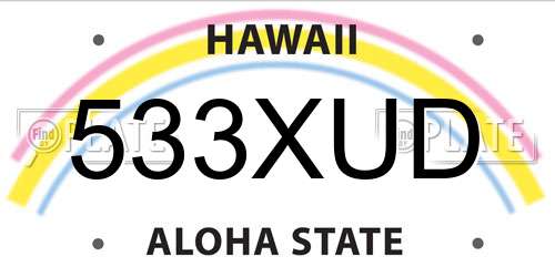 533XUD Hawaii License Plate