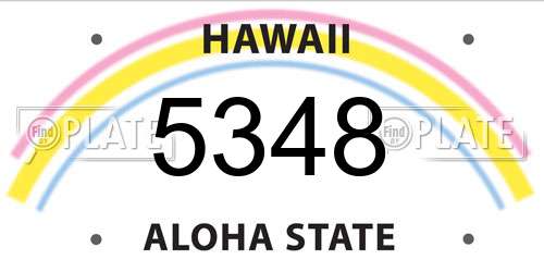 5348 Hawaii License Plate
