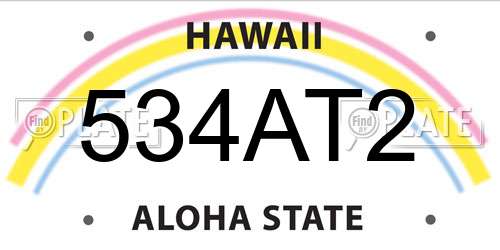 534AT2 Hawaii License Plate