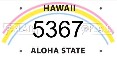 5367 Hawaii License Plate