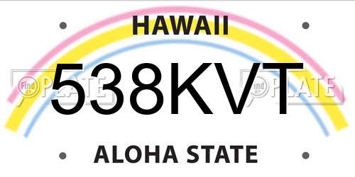 538KVT Hawaii License Plate