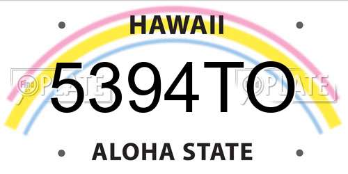 5394TO Hawaii License Plate