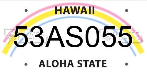 53AS055 Hawaii License Plate