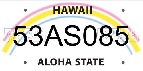 53AS085 Hawaii License Plate