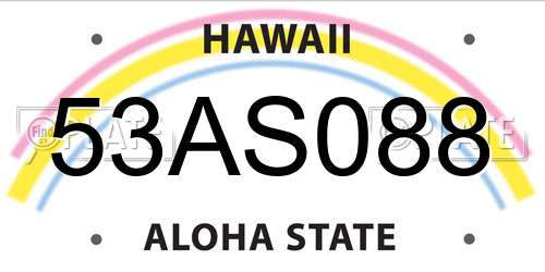 53AS088 Hawaii License Plate