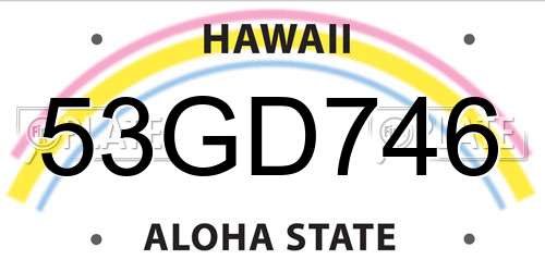 53GD746 Hawaii License Plate