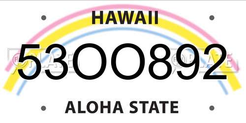53OO892 Hawaii License Plate