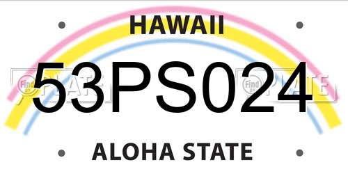 53PS024 Hawaii License Plate