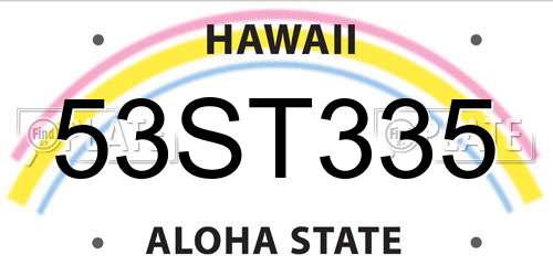 53ST335 Hawaii License Plate