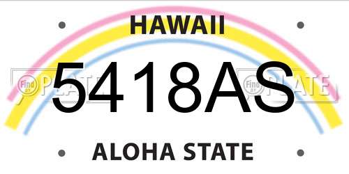 5418AS Hawaii License Plate