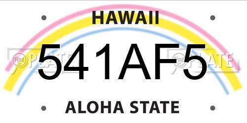 541AF5 Hawaii License Plate