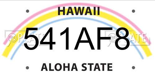 541AF8 Hawaii License Plate