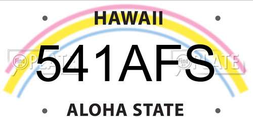 541AFS Hawaii License Plate