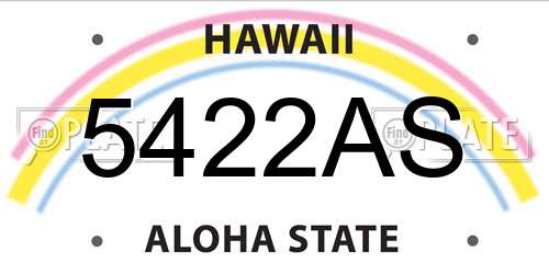 5422AS Hawaii License Plate