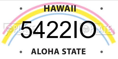 5422IO Hawaii License Plate