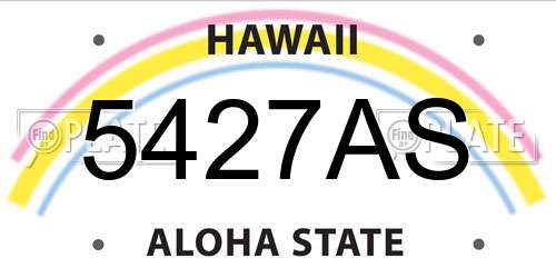 5427AS Hawaii License Plate