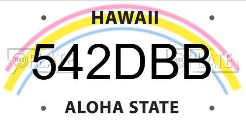 542DBB Hawaii License Plate