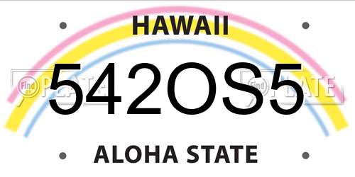 542OS5 Hawaii License Plate