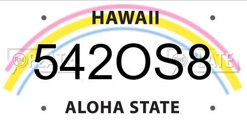542OS8 Hawaii License Plate