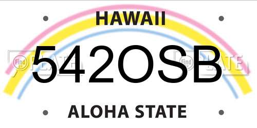 542OSB Hawaii License Plate