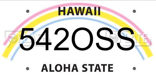 542OSS Hawaii License Plate
