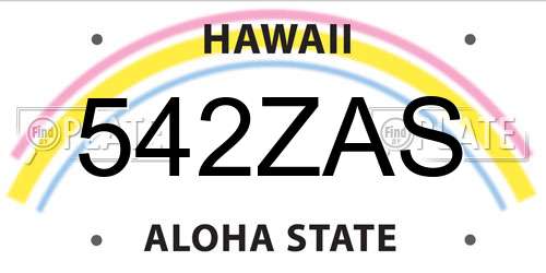 542ZAS Hawaii License Plate