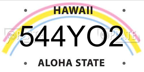 544YO2 Hawaii License Plate