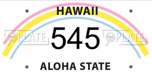 545 Hawaii License Plate