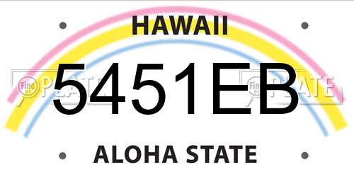 5451EB Hawaii License Plate