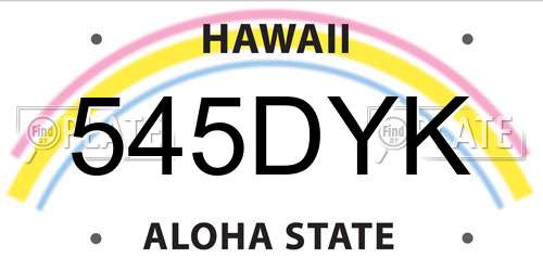 545DYK Hawaii License Plate