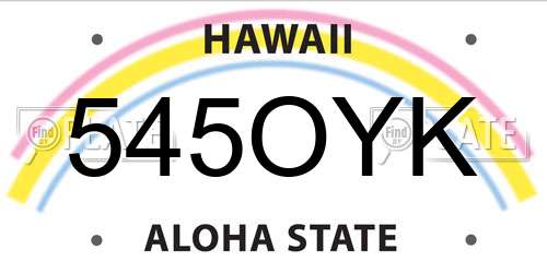 545OYK Hawaii License Plate
