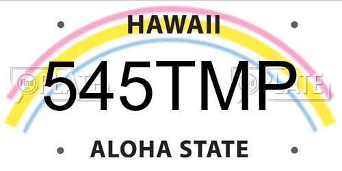 545TMP Hawaii License Plate