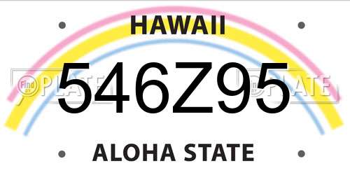 546Z95 Hawaii License Plate