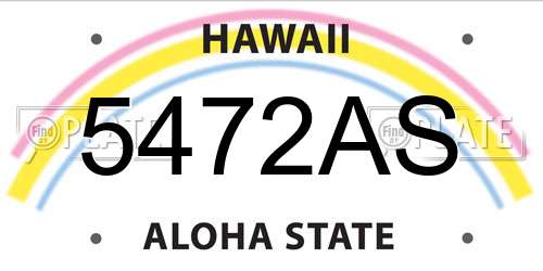 5472AS Hawaii License Plate