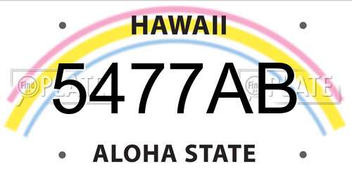 5477AB Hawaii License Plate
