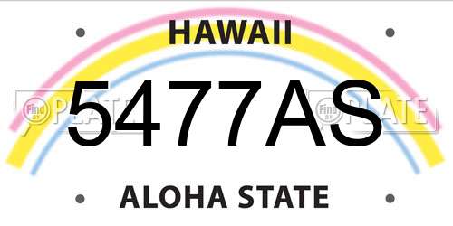 5477AS Hawaii License Plate