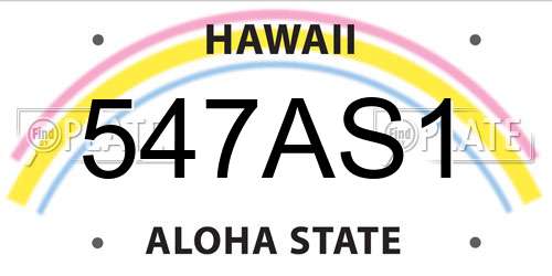 547AS1 Hawaii License Plate