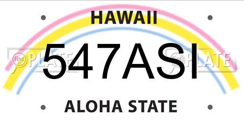 547ASI Hawaii License Plate