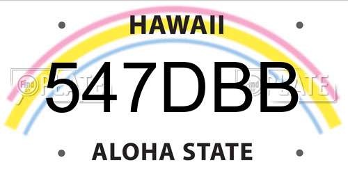 547DBB Hawaii License Plate